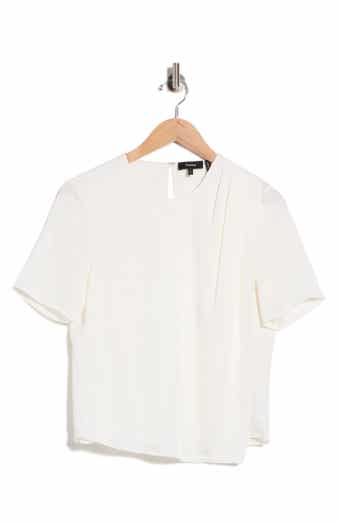 Draped Shoulder Silk Top