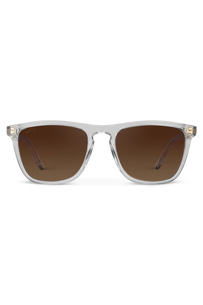 Wesley - 53mm Modern Rectangular Polarized Sunglasses, Main, color, Clear