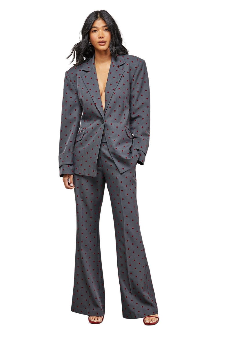 Warehouse Velvet Spot Blazer, Main, color, Grey