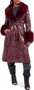 AZALEA WANG Kaya Trench Coat with Faux Fur Trim