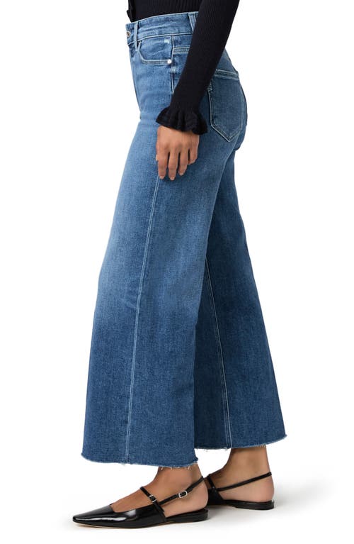 Paige Anessa High Waist Raw Hem Wide Leg Jeans In Blue