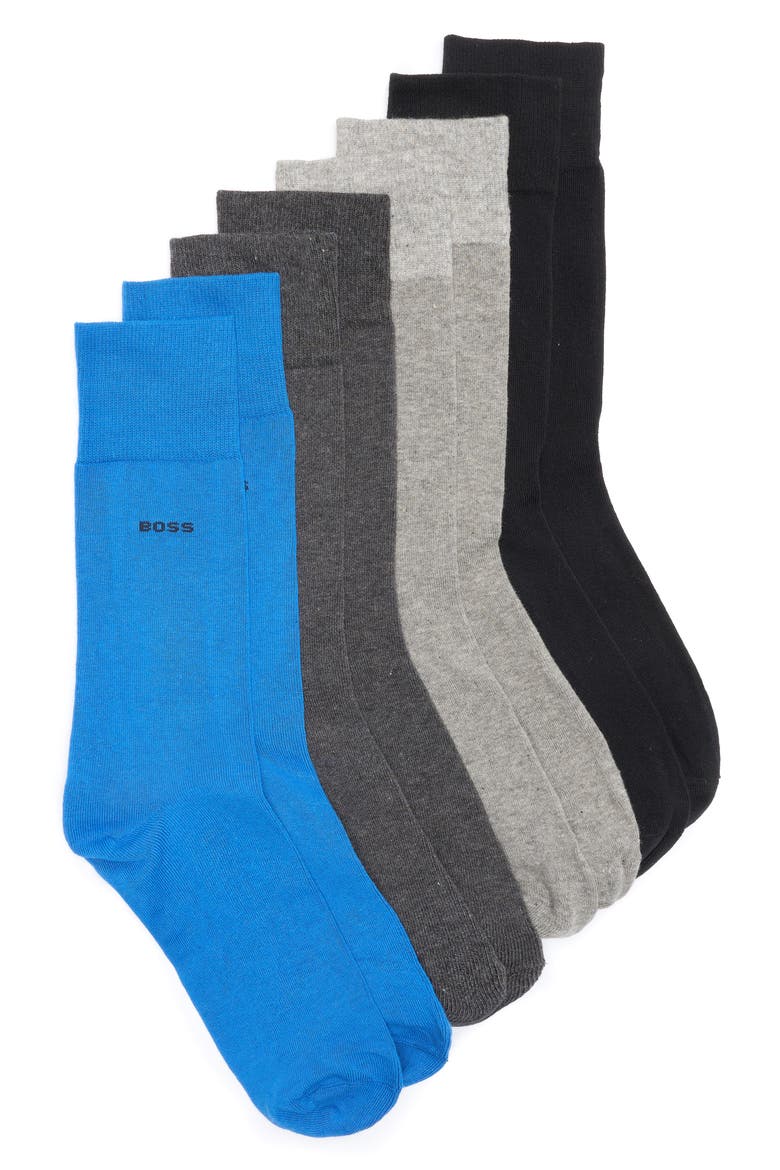 4-Pack Assorted Crew Socks Gift Box, Main, color, BRIGHT BLUE