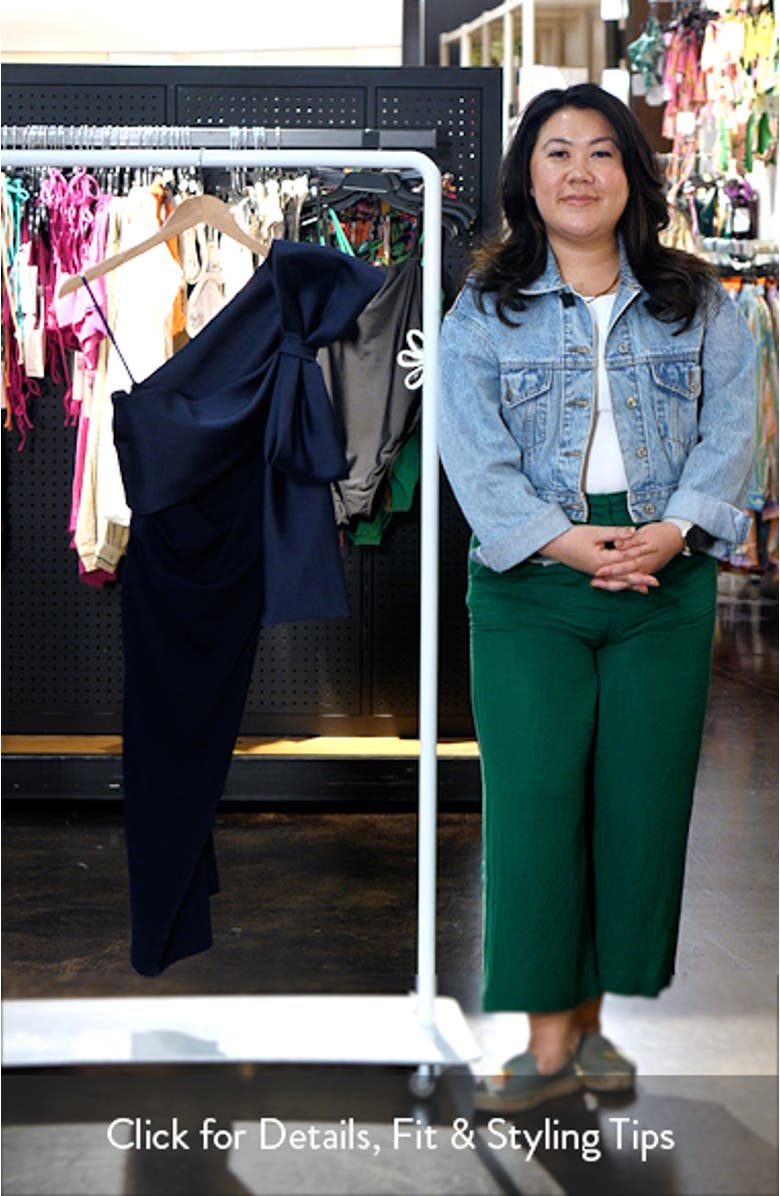 Bow Detail One-Shoulder Scuba Crepe Cocktail Sheath Dress, sales video thumbnail