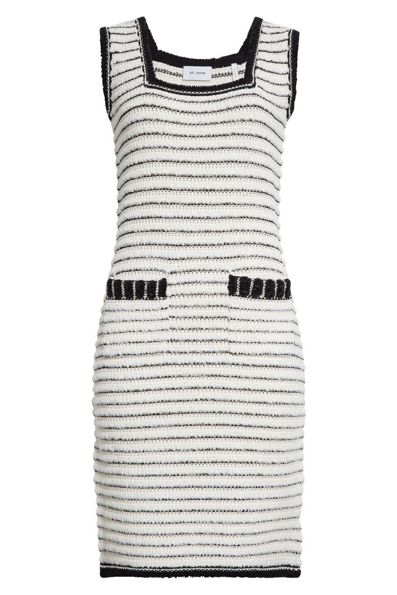 Eyelash Tweed Sheath Dress, Alternate, color, ECRU/ BLACK
