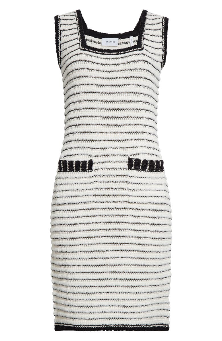 ST. JOHN Eyelash Tweed Sheath Dress, Alternate, color, Ecru/ Black