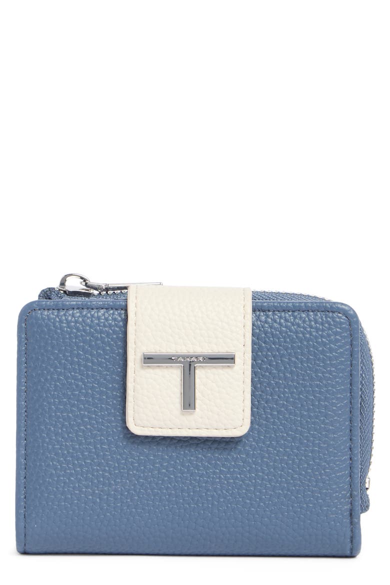 Daniela French Faux Leather Wallet, Main, color, LAKE BLOCK