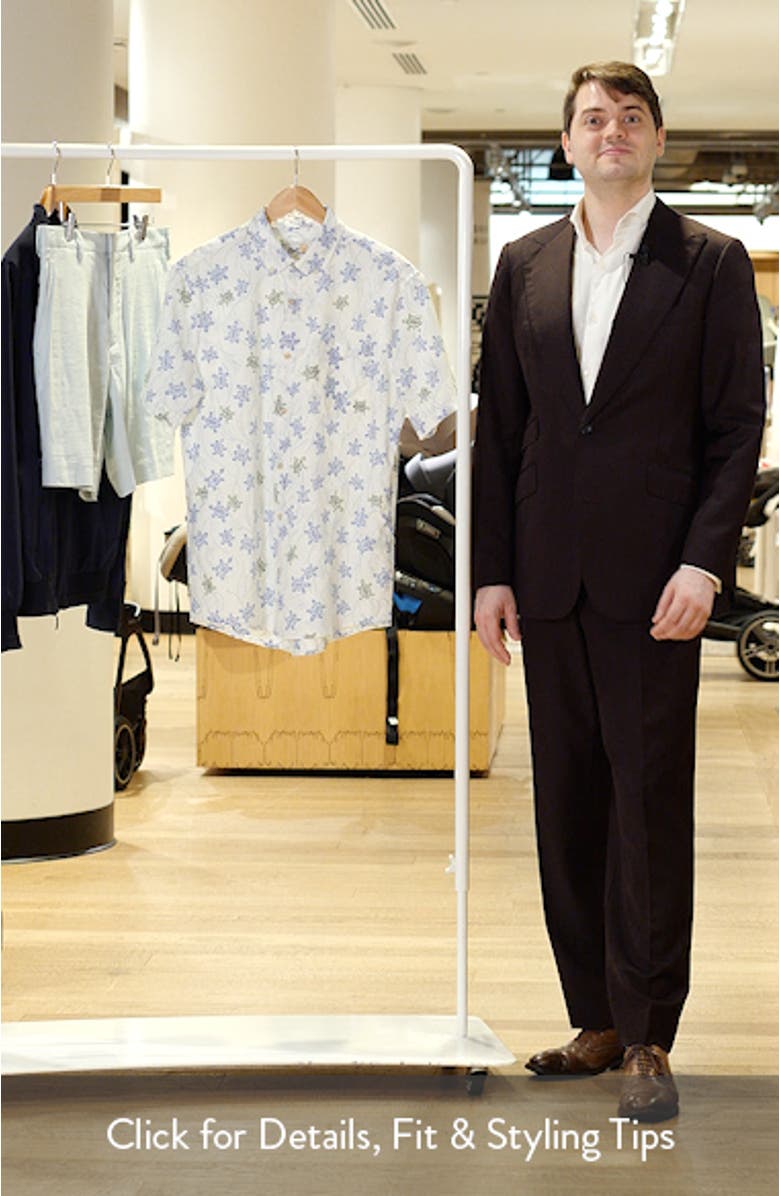 Honu Holoholo Turtle Print Short Sleeve Cotton Blend Button-Down Shirt, sales video thumbnail