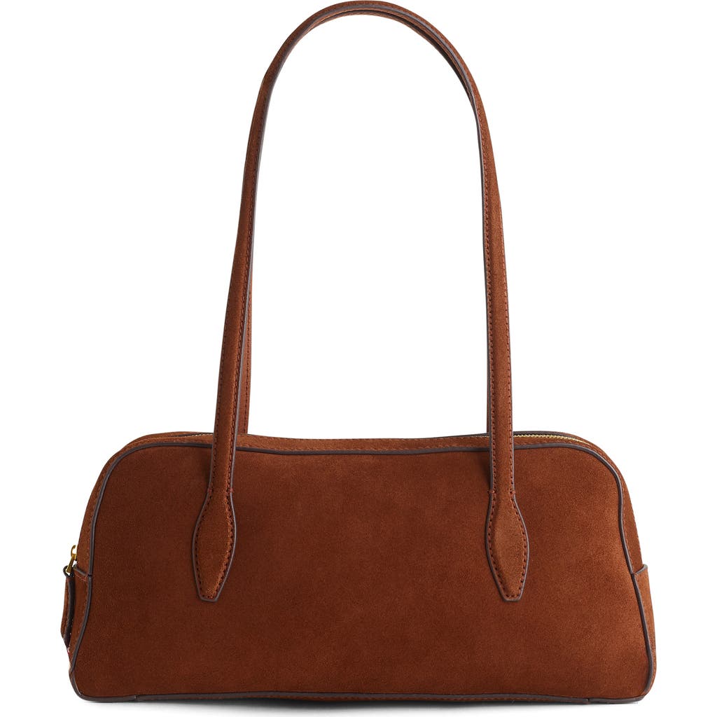 Madewell The Top Zip Suede Shoulder Bag In Brown