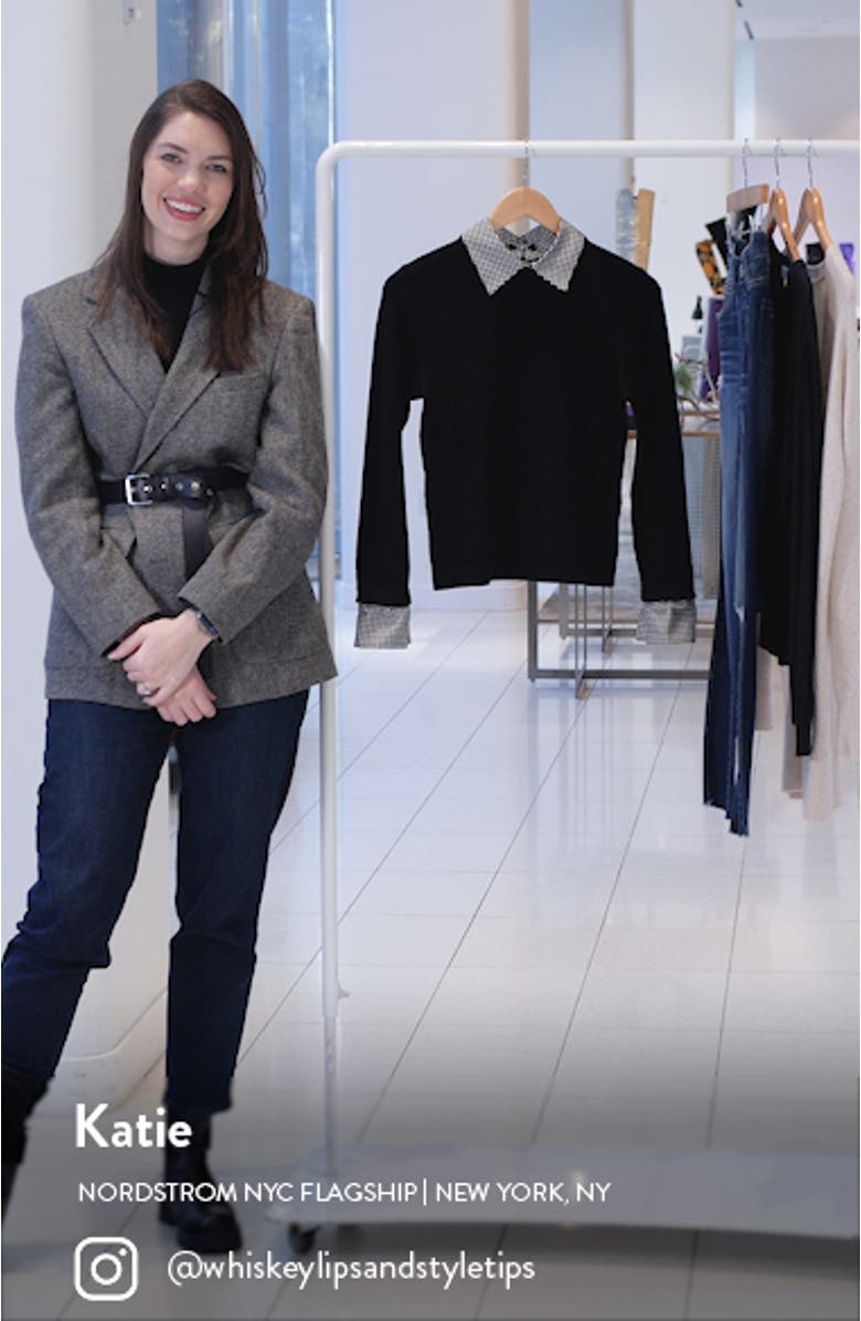 Houndstooth Trim Stretch Wool Sweater, sales video thumbnail