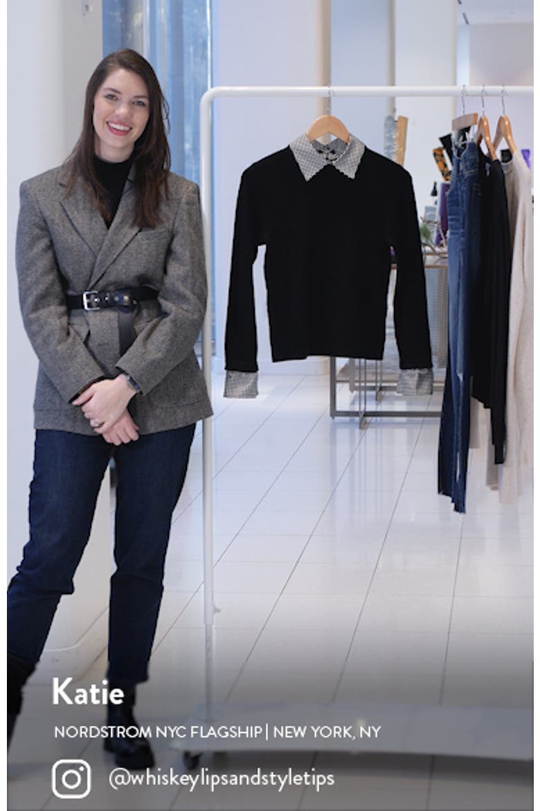 Houndstooth Trim Stretch Wool Sweater video