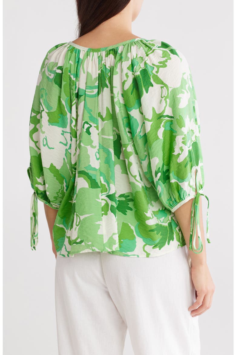 Floral Puff Sleeve Blouse, Alternate, color, GREEN