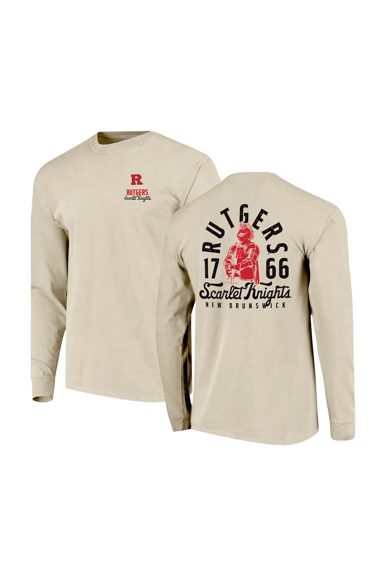 Men's Natural Rutgers Scarlet Knights Comfort Colors Mascot Overlay Long Sleeve T-Shirt, Main, color, Natural
