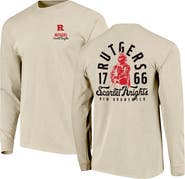 IMAGE ONE Men's Natural Rutgers Scarlet Knights Comfort Colors Mascot Overlay Long Sleeve T-Shirt