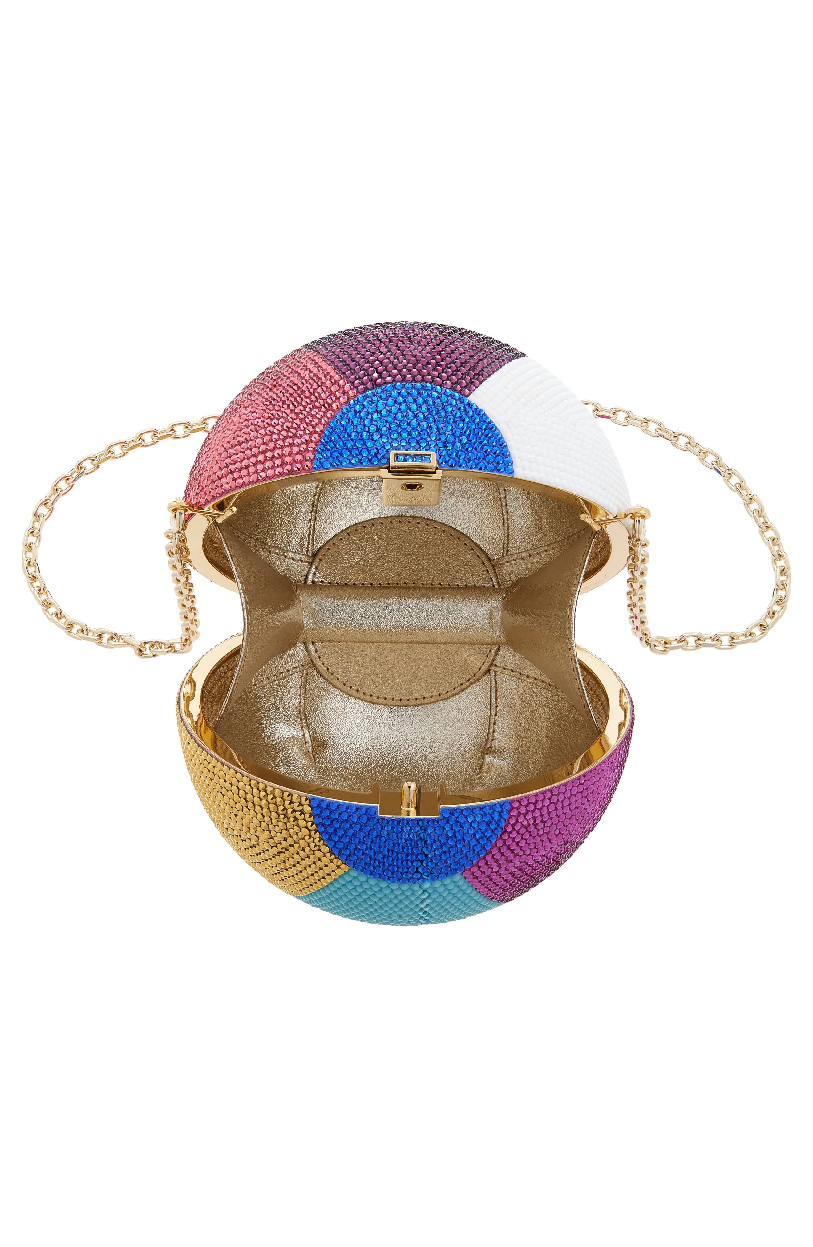 JUDITH LEIBER COUTURE Colorblock Beach Ball Crystal Sphere Clutch, Alternate, color, Champagne Chalk Multi
