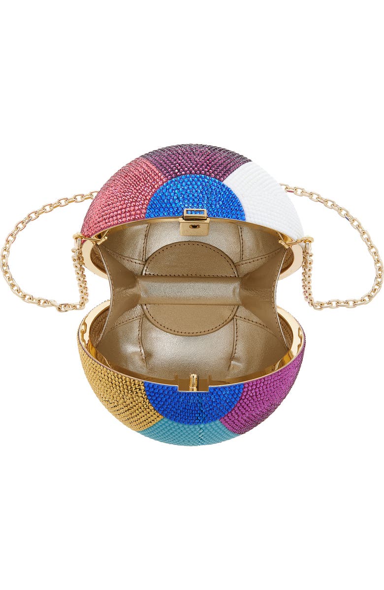 JUDITH LEIBER COUTURE Colorblock Beach Ball Crystal Sphere Clutch, Alternate, color, Champagne Chalk Multi