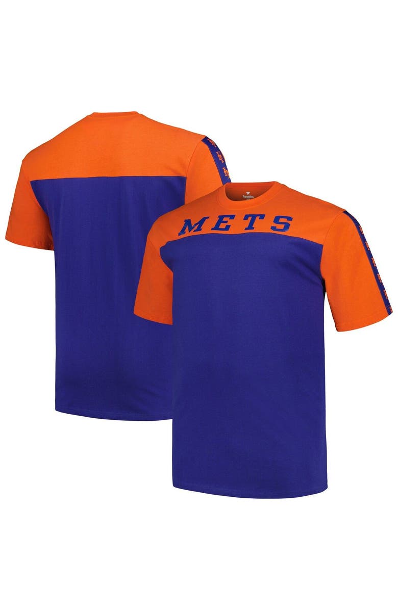 PROFILE Men's Profile Orange/Royal New York Mets Big & Tall Yoke Knit T-Shirt, Main, color, Orange