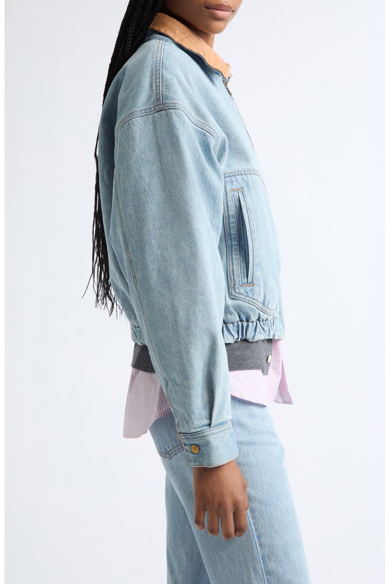 Cotton Denim Bomber Jacket, Alternate, color, STONEWASH