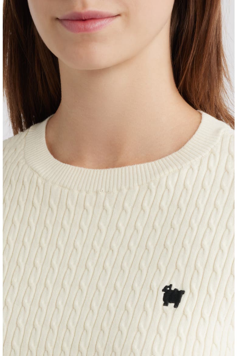 Sheep Cotton Cable Sweater, Alternate, color, IVORY