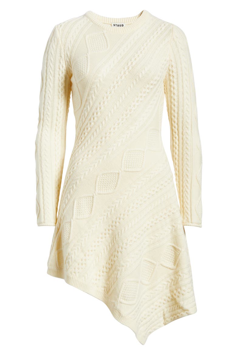 Eva Long Sleeve Cable Stitch Sweater Dress, Alternate, color, IVORY