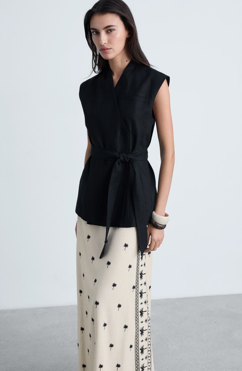 MANGO Embroidered A-Line Skirt, Alternate, color, 