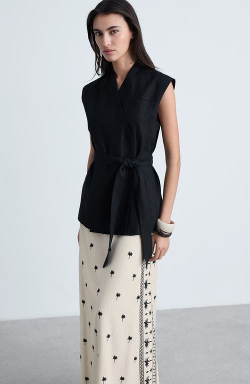 Mango Embroidered A-line Skirt In Beige