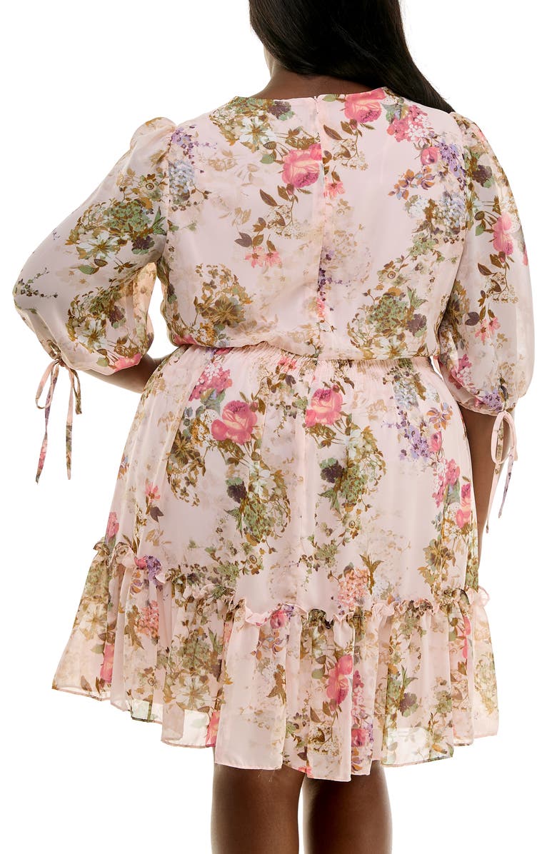 Taylor Dresses Floral Three-Quarter Sleeve Dress, Alternate, color,