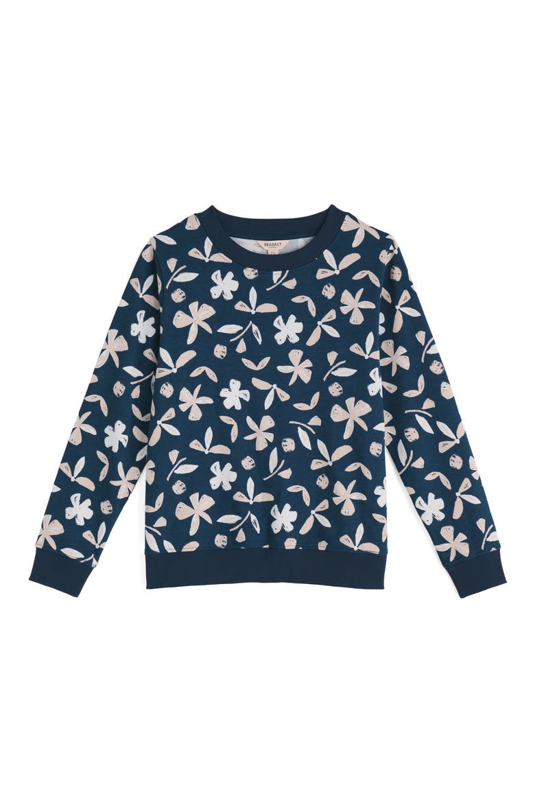Bright Wave Floral Organic Cotton Sweatshirt, Alternate, color, ORGANIC SHAPES DARK LUGGER