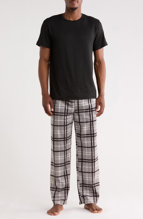 Crewneck T-Shirt & Plaid Pajama Pants Set