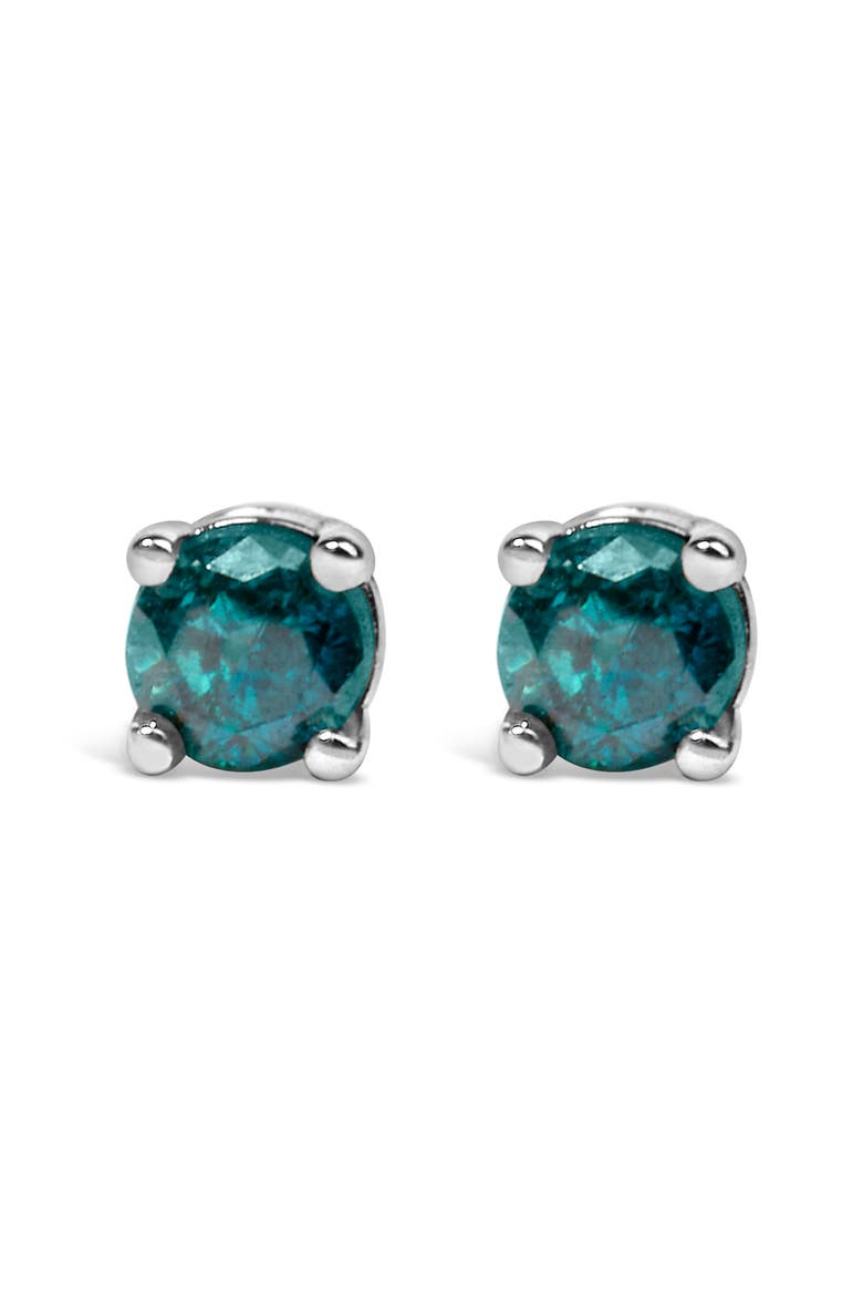 Silver 0.15 Ct Blue or Green Diamond Classic Stud Earrings, Main, color, Blue Diamond