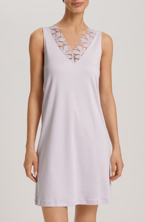 Kalea Floral Tulle Trim Cotton Chemise