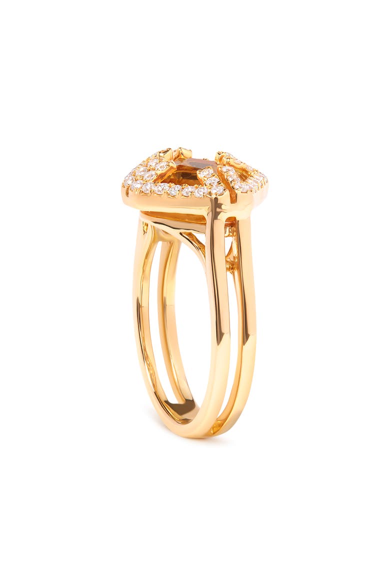 14K Gold Citrine & 1/3 Cttw Diamond Halo Cocktail Ring, Alternate, color, Yellow