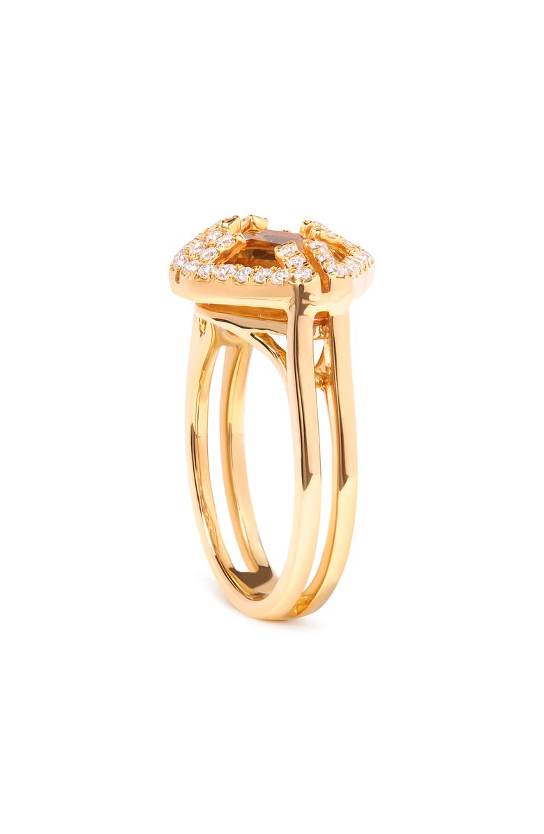 Haus of Brilliance 14K Gold Citrine & 1/3 Cttw Diamond Halo Cocktail Ring, Alternate, color, Yellow