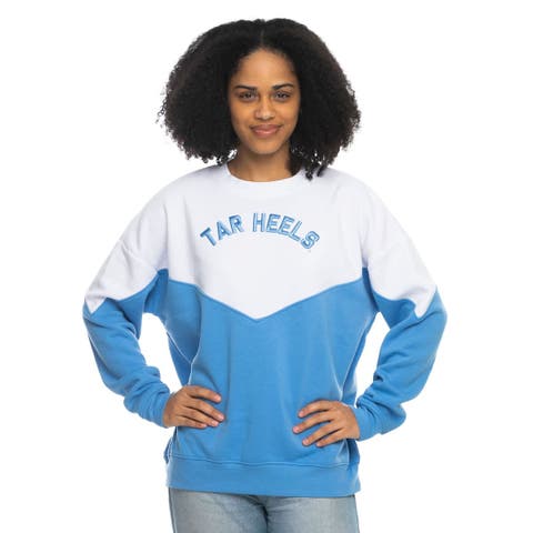 Women's ZooZatz White North Carolina Tar Heels Bestie Oversized Pullover Sweatshirt