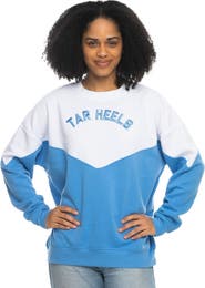 ZOOZATZ Women's ZooZatz White North Carolina Tar Heels Bestie Oversized Pullover Sweatshirt