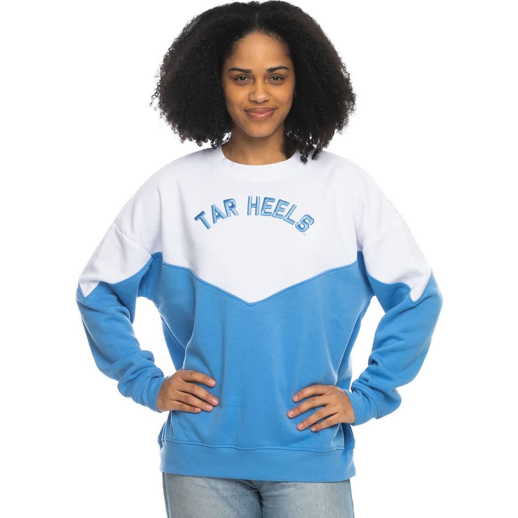 Zoozatz White North Carolina Tar Heels Bestie Oversized Pullover Sweatshirt