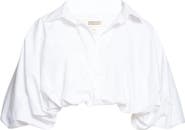 renaissance renaissance Tiny Crop Cotton Poplin Button-Up Bubble Shirt