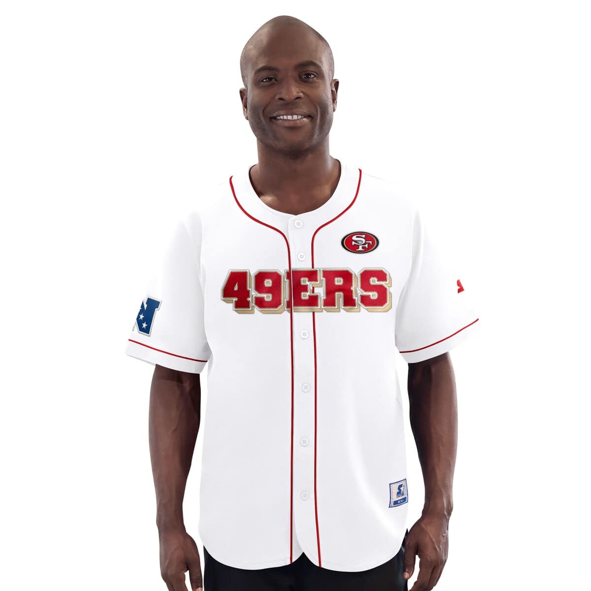 Men'sStarter White San Francisco 49ers Relay Full-Button Baseball Jersey