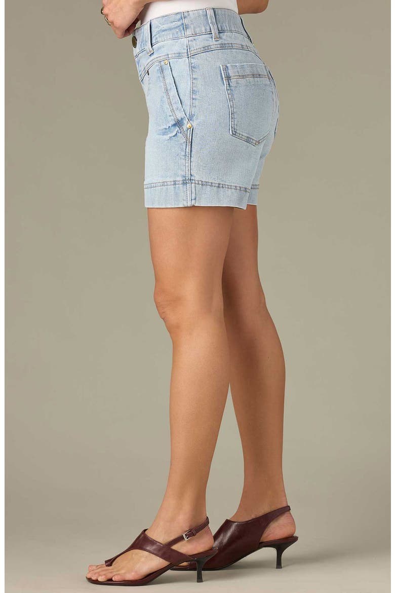 V-Yoke High Waist Denim Shorts, Alternate, color, LIGHT BLUE VINTAGE
