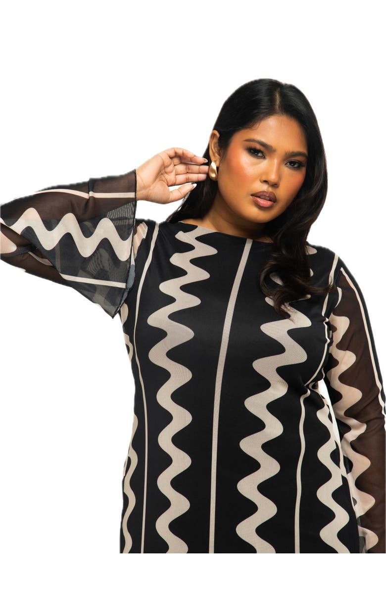 FASHION-SZN CURVE Plus Size Monochrome Print Maxi Dress, Alternate, color, 