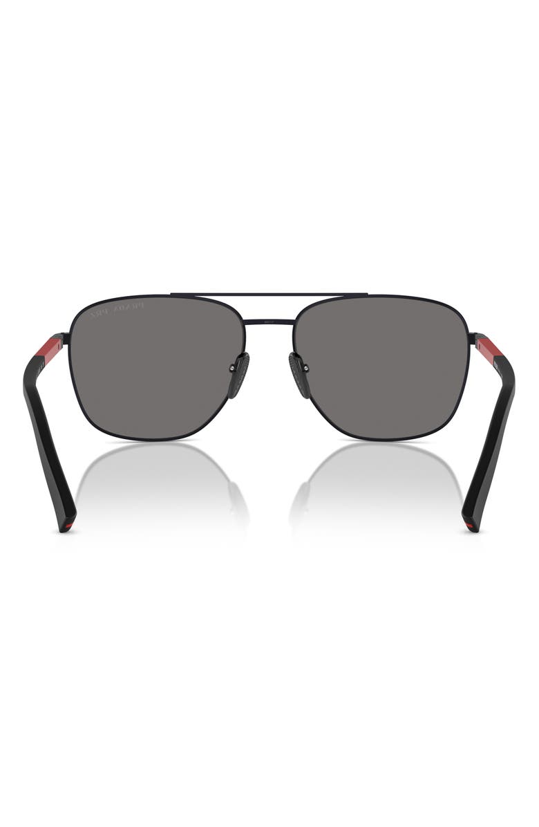 Prada Linea Rossa 60mm Polarized Oval Sunglasses, Alternate, color, Matte Black