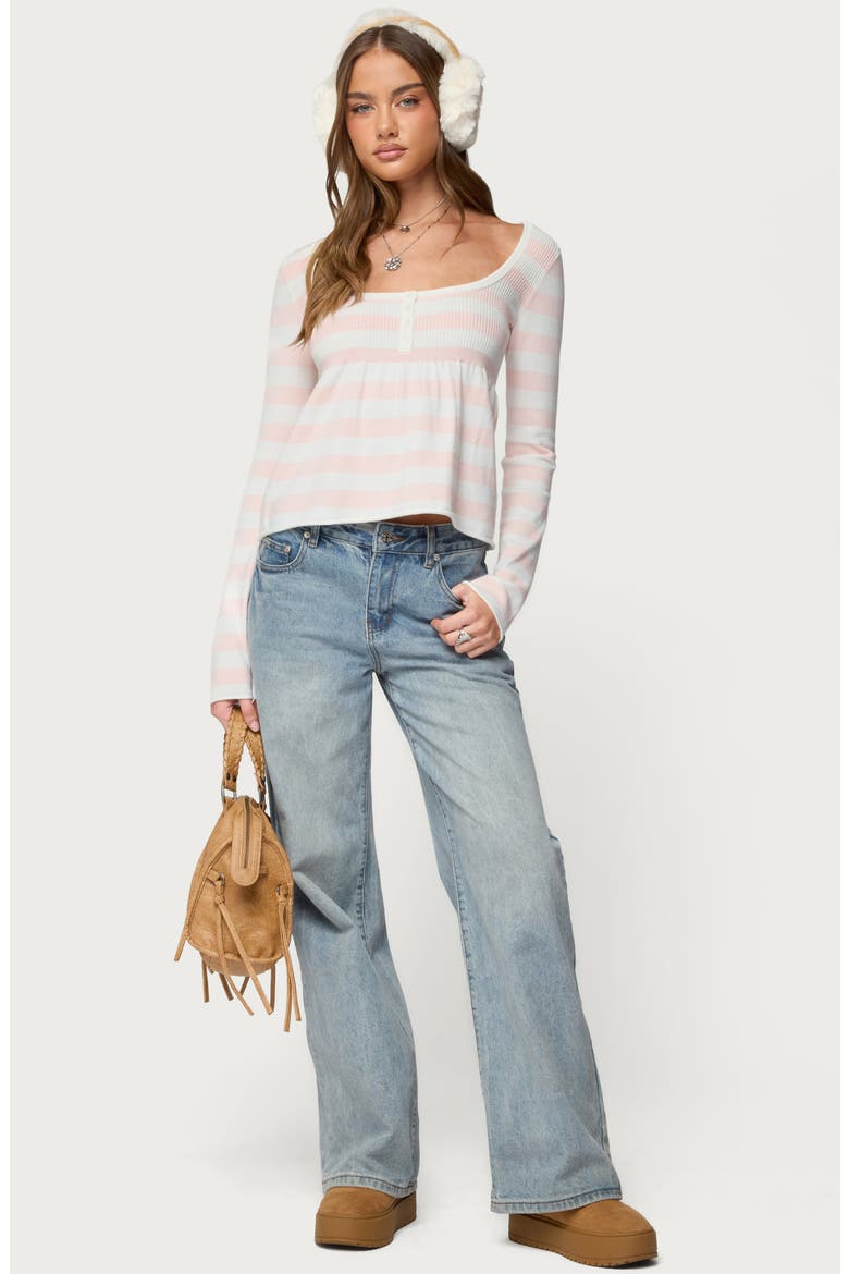 Lockie Stripe Knit Babydoll Top, Alternate, color, LIGHT-PINK