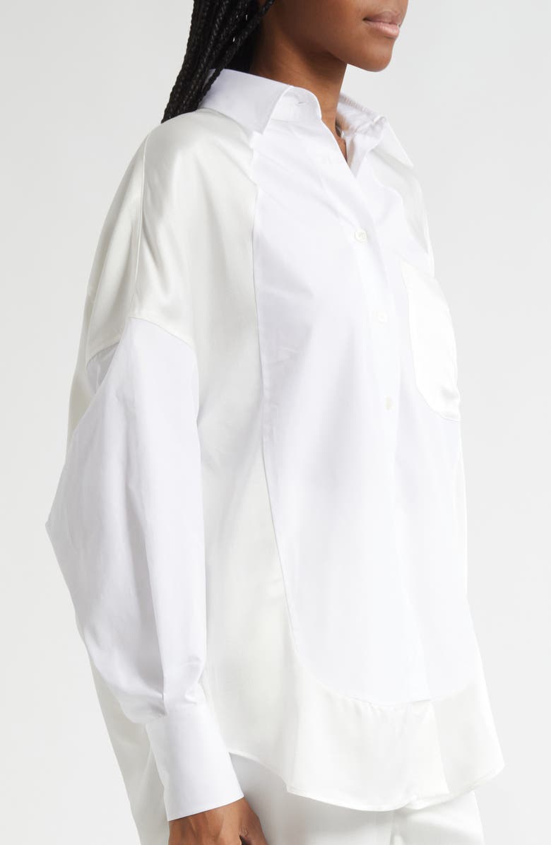 Stella McCartney Mixed Media Button-Up Shirt, Alternate, color, 9200 - Cream