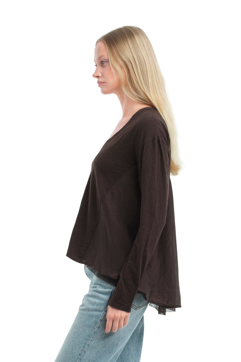 Button Front Mixed Cardigan, Alternate, color, Chocolate Torte