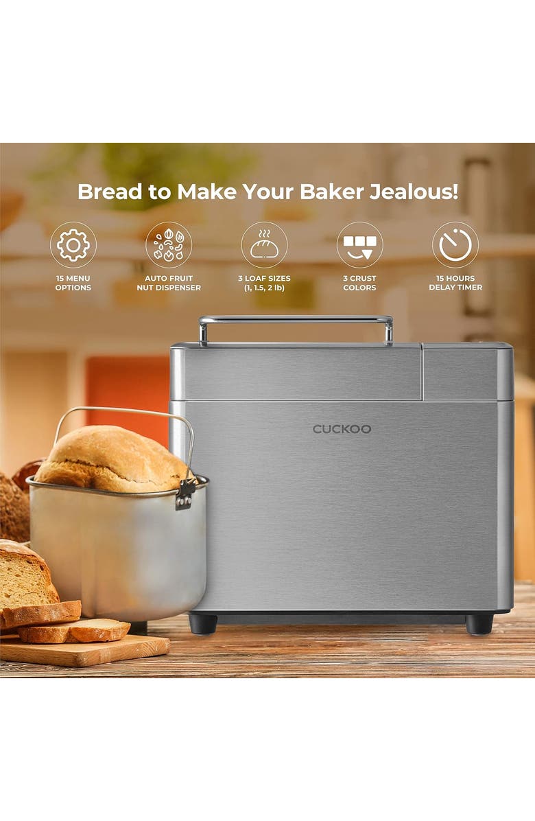 Cuckoo CBM-AAB101S 2 lb. Multi-Functional Bread Maker with 17 Menu Options, Alternate, color, Silver