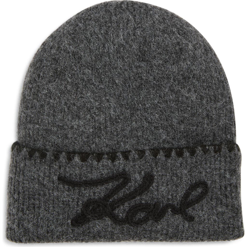 Karl Lagerfeld Paris Whipstitch Karl Beanie In Gray