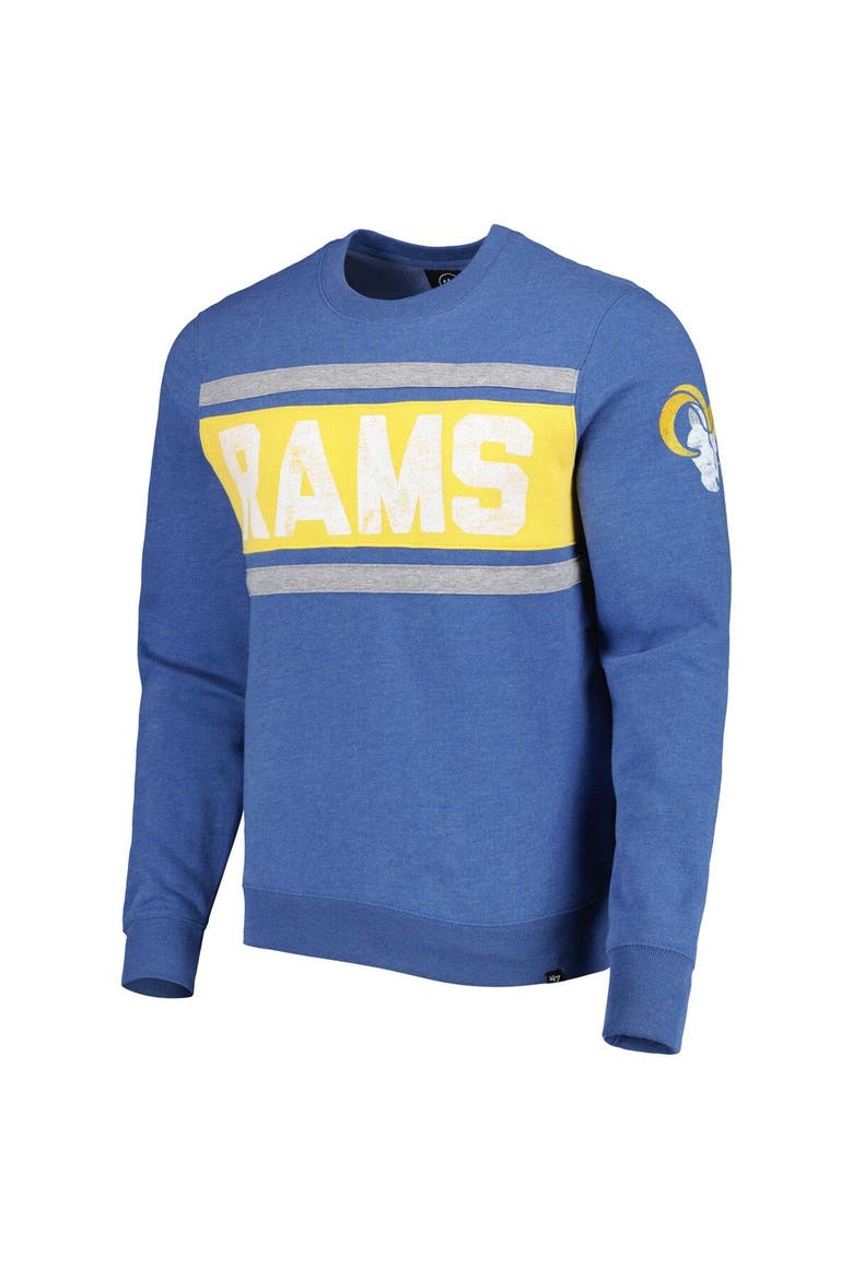 Men's '47 Heathered Blue Los Angeles Rams Bypass Tribeca Pullover Sweatshirt, Alternate, color, Blue