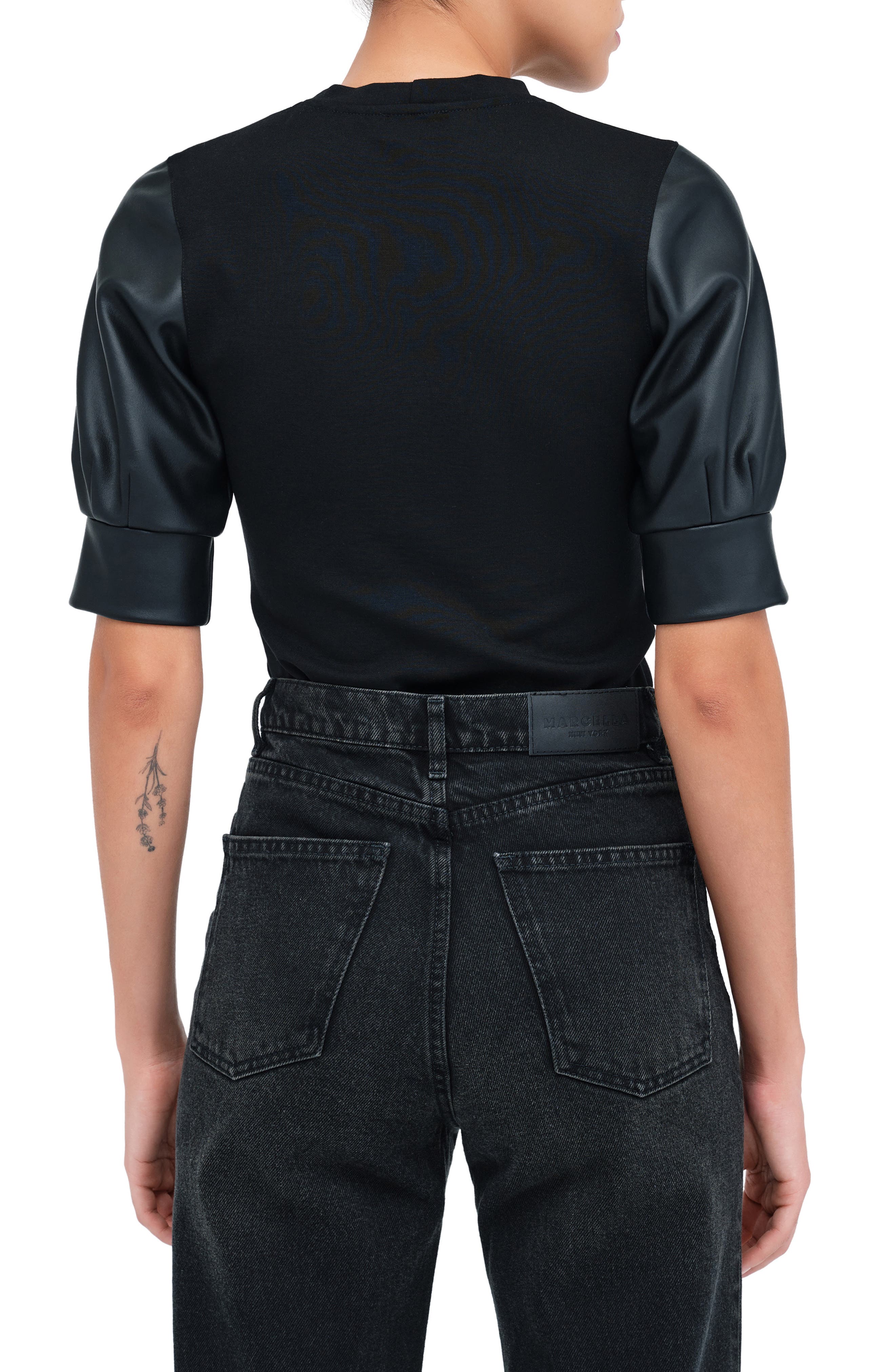 Trove Faux Leather Sleeve Top - image 2