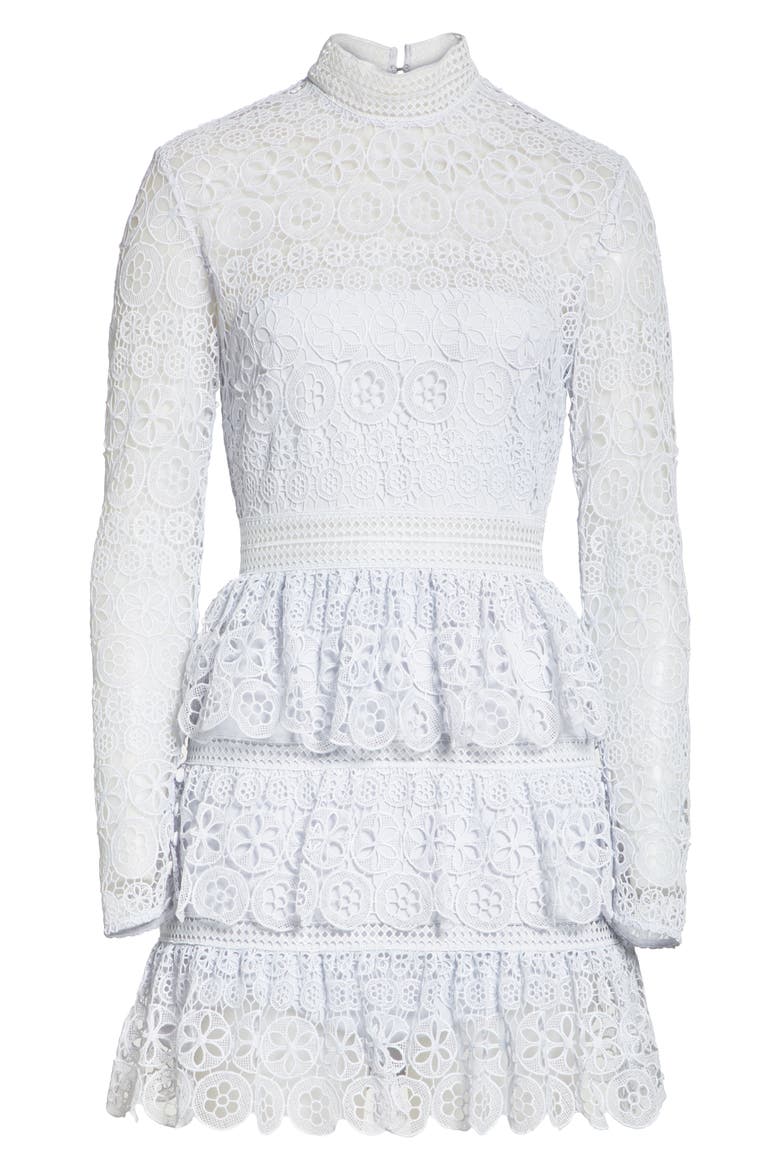 Tiered Scalloped Lace Dress, Alternate, color, SLATE BLUE
