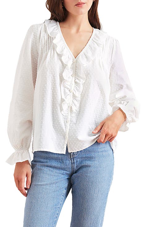 Long Sleeve Chloe Swiss Dot Ruffle Shirt
