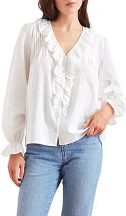 Paneros Clothing Long Sleeve Chloe Swiss Dot Ruffle Shirt
